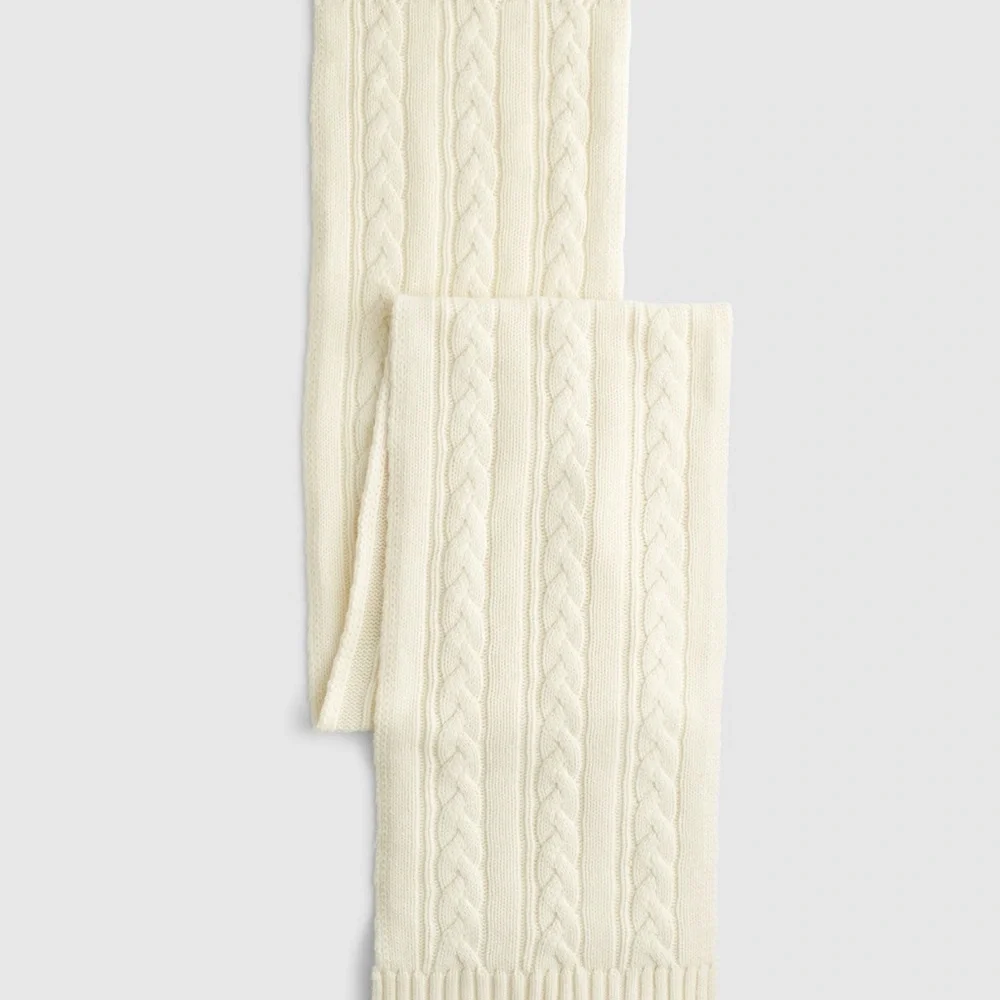 Madewell Chunky Cable-Stitch Scarf Winter White Ivory Knit‎ Wool Cashmere NWT